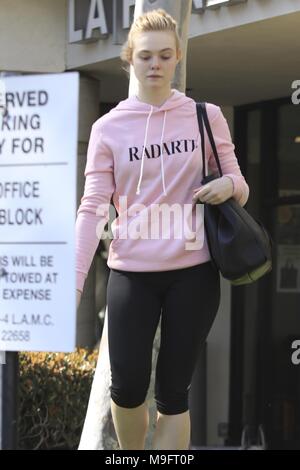 Elle Fanning leaves the gym without makeup on  Featuring: Elle Fanning Where: West Hollywood, California, United States When: 22 Feb 2018 Credit: WENN.com Stock Photo