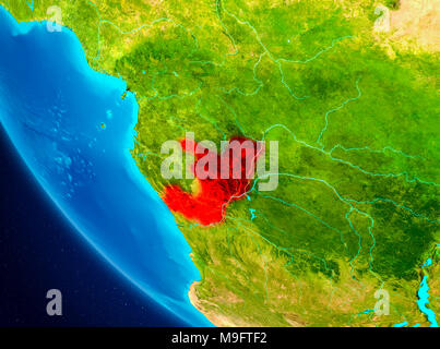 Congo highlighted in red on planet Earth. 3D illustration. Elements of this image furnished by NASA. Stock Photo