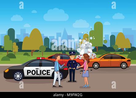 Crash on road. Accident highway fast car driver damaged transport ...