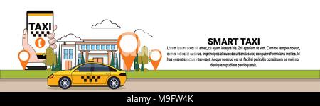 Smart Taxi Service Horizontal Banner Mobile App Of Cab Order Concept Stock Vector