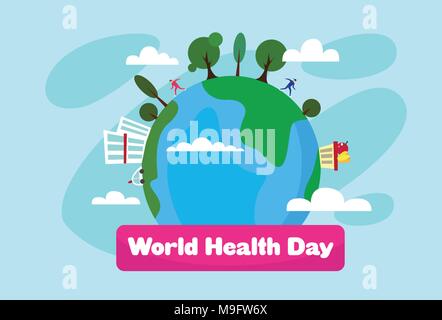 World Health Day With Earth On Background Medicine Holiday Poster Stock Vector