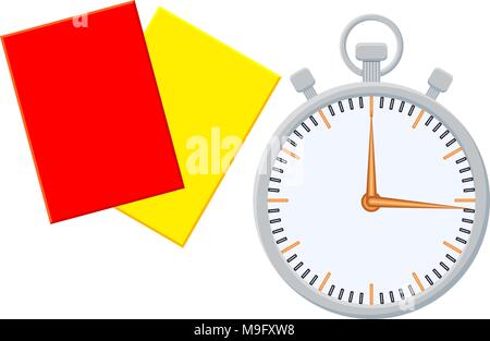 Colorfull cartoon sport timer referee card icon set. Stock Vector