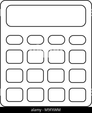 Line art black and white calculator icon poster Stock Vector