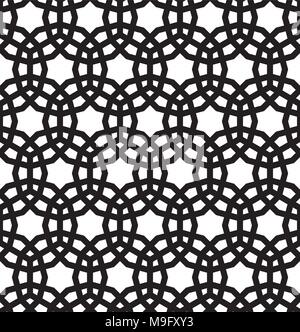 Seamless pattern on the basis of Islam patterns in black and white in large thickness lines. Stock Vector