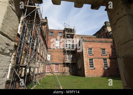 Exterior renovation work of Wentworth Woodhouse in Rotherham, South Yorkshire, as the Wentworth Woodhouse Preservation Trust embark on a major project to restore the stately home and open it to the public. Stock Photo