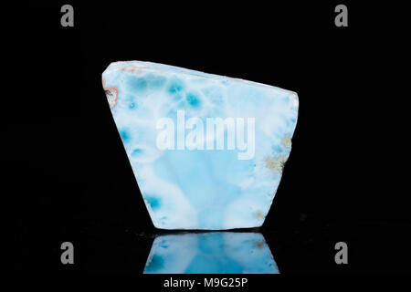 A slice of blue agate crystal on white background Stock Photo