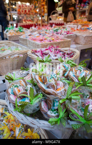 Krakow, Poland. 25th Mar, 2018. Traditional Easter markets in Krakow, Poland. Every year the traditional Easter market takes place on the Rynek Glowny central square of Krakow’s Old Town historic district. It starts ten to fourteen days prior to Easter Sunday, lasts throughout Holy Week, and ends on Easter Monday night. Several dozen stalls sell various Easter essentials, decorations, assorted handicrafts, and foods. Credit: Ania Freindorf/Ģ����ý Live News Stock Photo