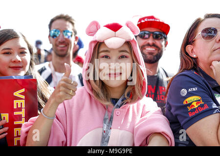 Melbourne, Australia. 25th Mar, 2018. Motorsports: FIA Formula One World Championship 2018, Melbourne, Victoria : Motorsports: Formula 1 2018 Rolex  Australian Grand Prix,    girl as pink panther | usage worldwide Credit: dpa picture alliance/Alamy Live News Stock Photo