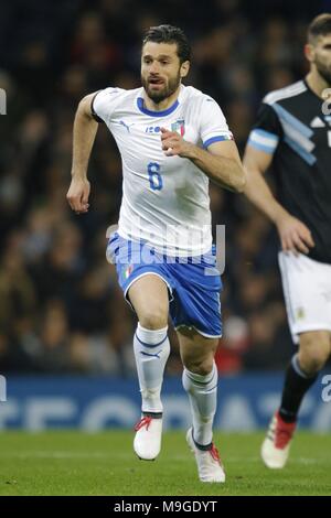 ANTONIO CANDREVA ITALY & INTER MILAN ARGENTINA V ITALY, INTERNATIONAL FRIENDLY ETIHAD STADIUM, MANCHESTER, ENGLAND 23 March 2018 GBB7049 STRICTLY EDITORIAL USE ONLY. If The Player/Players Depicted In This Image Is/Are Playing For An English Club Or The England National Team. Then This Image May Only Be Used For Editorial Purposes. No Commercial Use. The Following Usages Are Also Restricted EVEN IF IN AN EDITORIAL CONTEXT: Use in conjuction with, or part of, any unauthorized audio, video, data, fixture lists, club/league logos, Betting, Games or any 'live' services. Also R Stock Photo