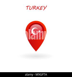 Location Icon for Turkey Flag, Vector, Illustration, Eps File Stock Vector