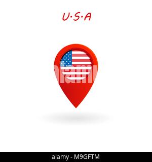 Location Icon for United States Flag, Vector, Illustration, Eps File Stock Vector