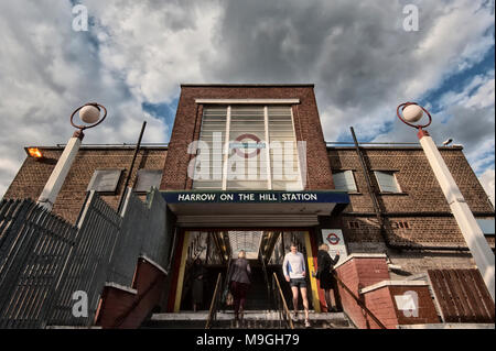 Harrow on the Hill underground station tube sign Stock Photo - Alamy