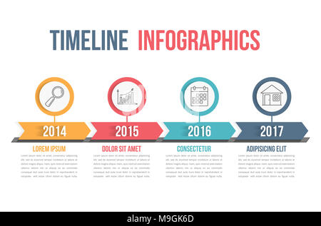 Timeline Infographics Design With Arrows, Workflow Or Process Diagram 