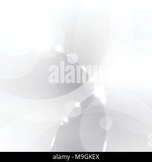 Abstract silver background with white and gray circles overlay and lighting effect. Vector illustration Stock Vector