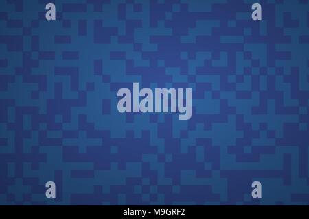 Navy blue color abstract background. Rectangular pixel camouflage Stock Vector