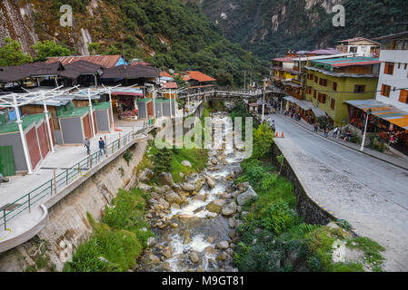 Aguas Calientes City, Machu Picchu Peru Stock Photo