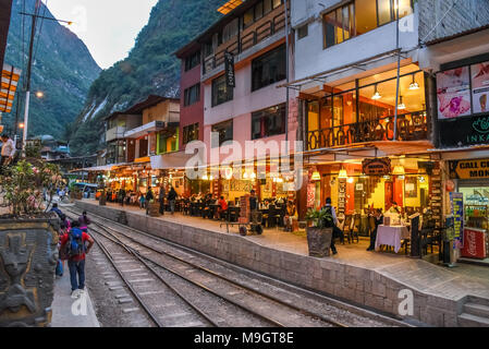 Aguas Calientes City, Machu Picchu Peru Stock Photo