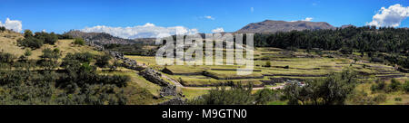 Sacsayhuaman Ruins in Cusco Peru Panoramic View Stock Photo