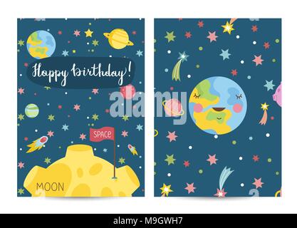 Happy Birthday Vector Cartoon Greeting Card Stock Vector