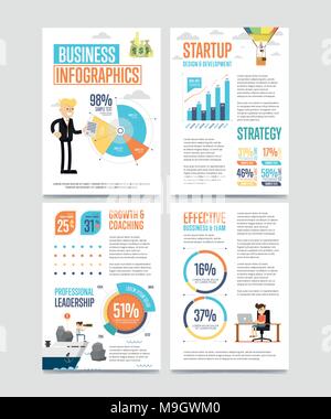 Business infographics banner set with charts Stock Vector