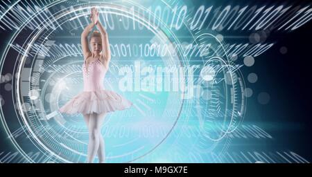 Ballet dancer dancing with digital technology interface Stock Photo