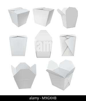 Realistic take away food box mock up set Stock Vector