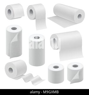 Realistic paper roll mock up set Stock Vector