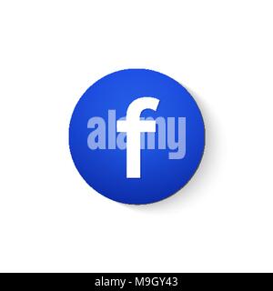 Modern isolated F sign icon on blue background Stock Vector