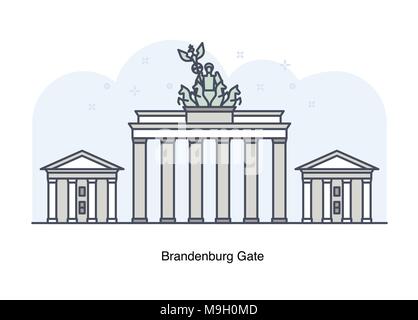 Vector line illustration of Brandenburg Gate, Berlin, Germany. Stock Vector