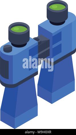 Blue Binoculars Isometric Icon Stock Vector