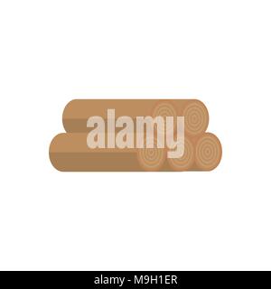 Logs of Trees Icon. Isolated on Green Background. Trendy Flat Style. Stock Vector