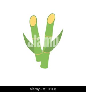 Sugar Cane Icon. Isolated on Green Background. Trendy Flat Style. Stock Vector
