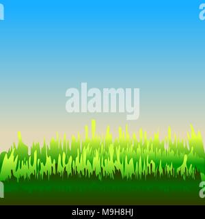 Abstract colorful background of green, blue, and orange colors. Similar to grass field and clear sky in the morning or evening. Stock Vector