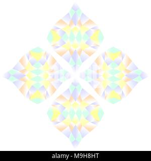 Colorful flower pattern of gradient blue, green yellow, brown, isolated on white (transparent) background. Vector illustration. Stock Vector