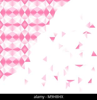 Geometric pattern of gradient pink color with flying pieces of small explosive parts. Vector illustration, EPS10. Stock Vector