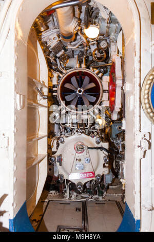 Forward torpedo Room with Torpedo and torpedo tubes on World War II ...