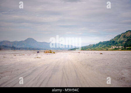 Navigating the rough terrain on the way to Mt. Pinatubo crater lake. Stock Photo