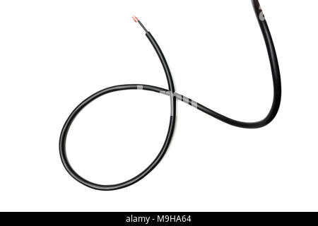 Black Wire Isolated On A White Background Abstraction Stock Photo, Black  Cord 