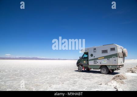 Camper van in Salar de Uyuni Stock Photo