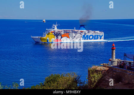 Moby Lines MOBY Vincent arrives at port of Bastia Corsica France Europe Stock Photo