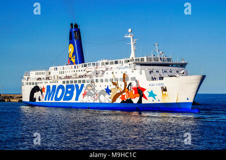 MOBY Ferries MOBY Corse reverses into its berth in the port of Bastia Corsica France Europe Stock Photo