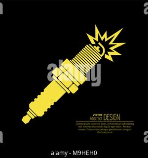 Icon automobile spark plug. The spare part for an internal combustion engine. A vector illustration in flat style. Stock Vector