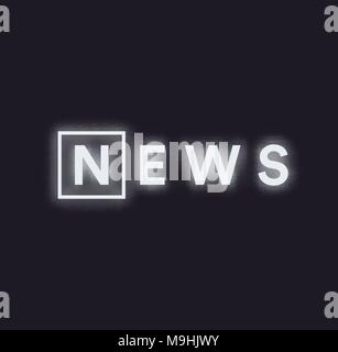 Paranormal activity news message logo. Monochrome news feed concept, white neon illuminated text on black background, vector illustration. Stock Vector