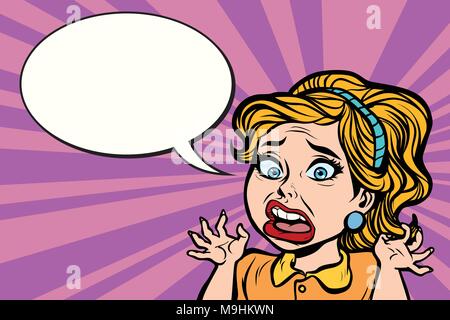 woman in panic, emotion and stress Stock Vector