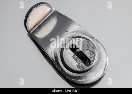 Close up of metallic manufactured object showing fine details Stock Photo