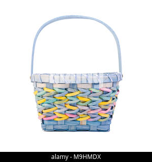 Colourful Easter basket on white. Stock Photo