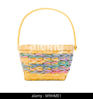 Colourful Easter basket on white. Stock Photo