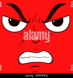 Angry face isolated in red color Stock Photo