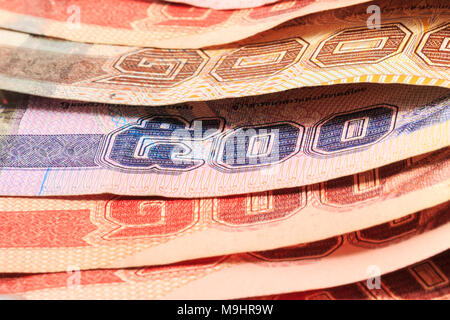 close up banknote of thailand there are   hundred and Five hundred and thousand Stock Photo