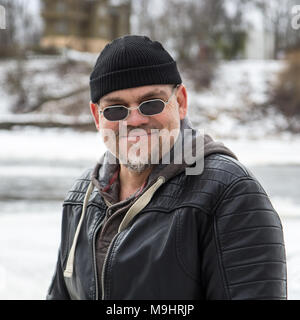 Real man in black sunglasses Stock Photo